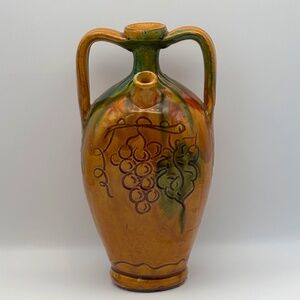 Vintage hand painted Sicilian terracotta jug 9"